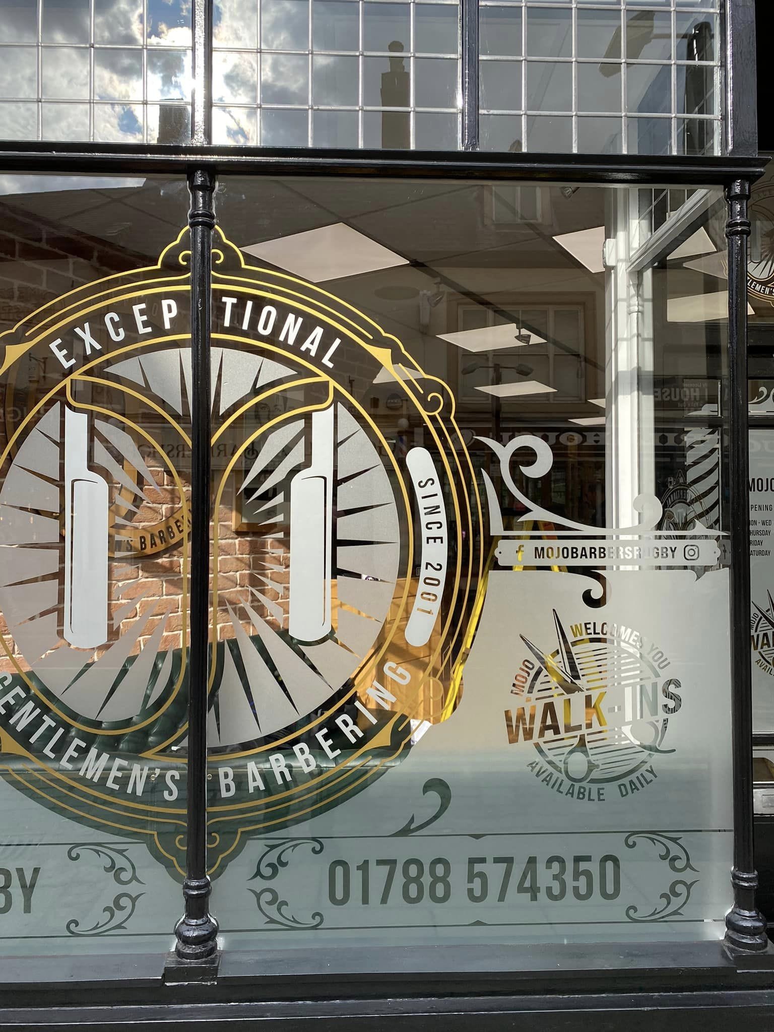 Mojo Barbers Shop Signage & Branding Including Window Graphics